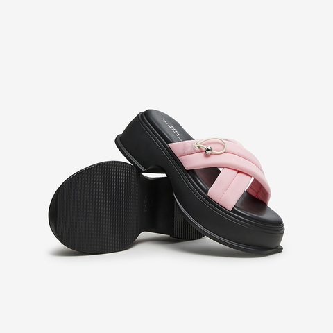 Tata/他她2023夏时尚简约百搭厚底舒适拖鞋女新款YAK01BT3