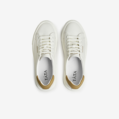 Tata/他她2023秋商场同款牛皮时尚百搭简约小白鞋新款VYA01CM3