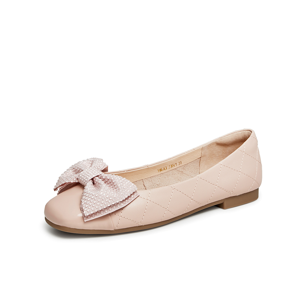 Tata/他她2023秋商场同款牛皮简约百搭舒适浅口单鞋女新款Y8GA3CQ3