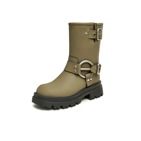 Tata/他她2023冬商场同款时尚帅气百搭骑士靴女靴新款W5P02DZ3