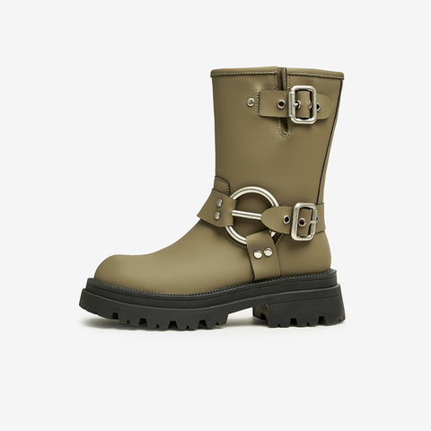 Tata/他她2023冬商场同款时尚帅气百搭骑士靴女靴新款W5P02DZ3