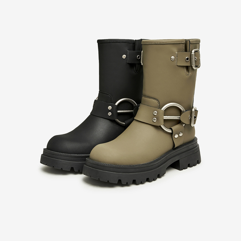 Tata/他她2023冬商场同款时尚帅气百搭骑士靴女靴新款W5P02DZ3