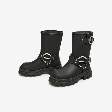 Tata/他她2023冬商场同款时尚帅气百搭骑士靴女靴新款W5P02DZ3