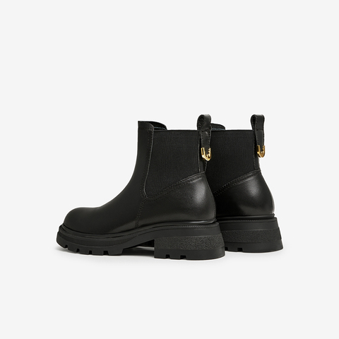 Tata/他她2023冬商场同款百搭圆头牛皮厚底切尔西靴新YBD02DD3