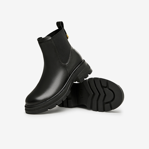 Tata/他她2023冬商场同款百搭圆头牛皮厚底切尔西靴新YBD02DD3