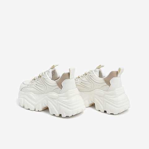 Tata/他她2023秋时尚拼接休闲厚底老爹鞋系带女WOG01CM3