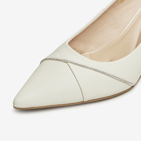 Tata/他她2024春商场同款时尚休闲简约尖头高跟鞋新款XKF08AQ4