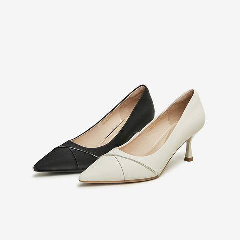 Tata/他她2024春商场同款时尚休闲简约尖头高跟鞋新款XKF08AQ4