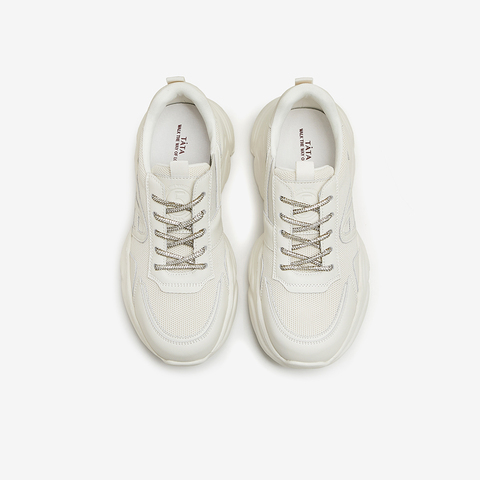 Tata/他她2024春时尚简约休闲风厚底圆头女鞋老爹鞋新款DWEF1AM4