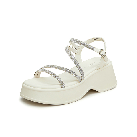 Tata/他她2024夏时尚潮流百搭一字带凉鞋女新款DWFF1BL4