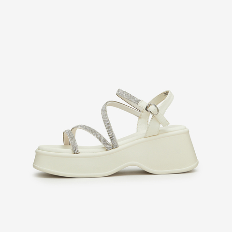 Tata/他她2024夏时尚潮流百搭一字带凉鞋女新款DWFF1BL4