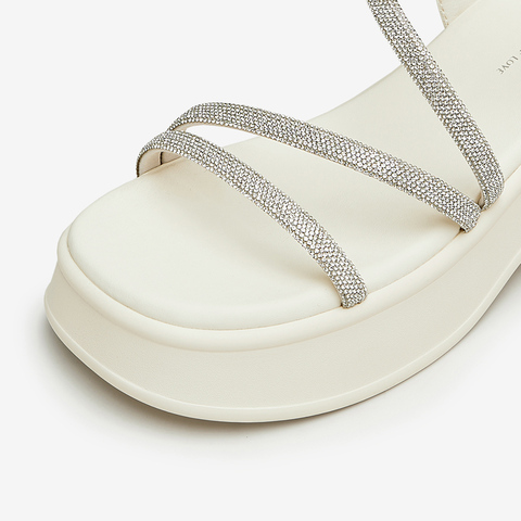 Tata/他她2024夏时尚潮流百搭一字带凉鞋女新款DWFF1BL4