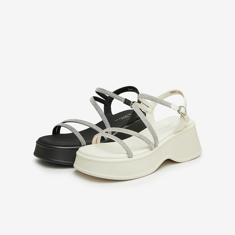 Tata/他她2024夏时尚潮流百搭一字带凉鞋女新款DWFF1BL4