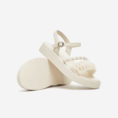 Tata/他她2024夏时尚百搭简约一字带厚底凉鞋女新款DWFG1BL4