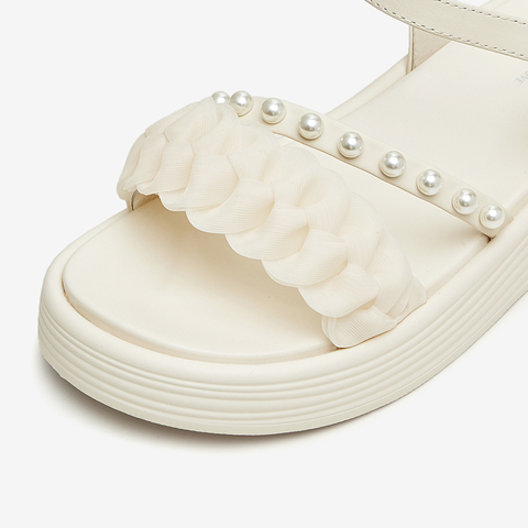 Tata/他她2024夏时尚百搭简约一字带厚底凉鞋女新款DWFG1BL4