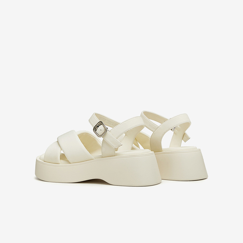 Tata/他她2024夏时尚百搭休闲简约一字带凉鞋女新款WBS04BL4