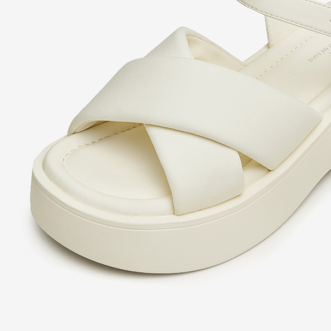 Tata/他她2024夏时尚百搭休闲简约一字带凉鞋女新款WBS04BL4