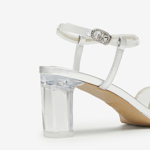 Tata/他她2024夏商场同款简约百搭女款一字带粗跟凉鞋XEK02BL4