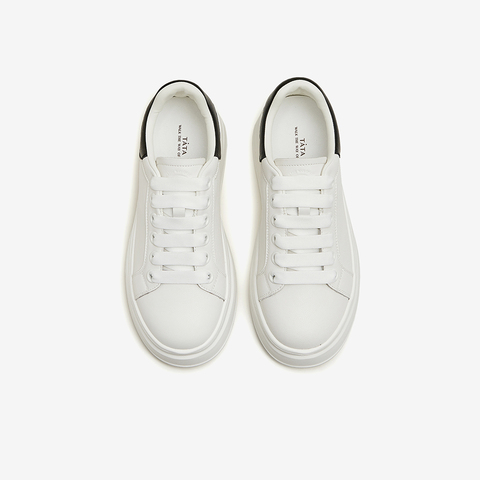 Tata/他她2024夏厚底时尚板鞋女休闲百搭小白鞋新款DWFZ1BM4