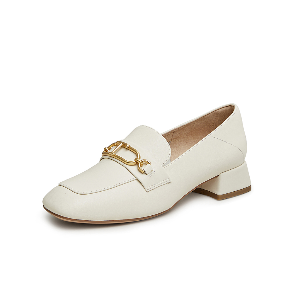 TATA/他她2024春时尚百搭纯色方头乐福女鞋新款7IDA5AA4