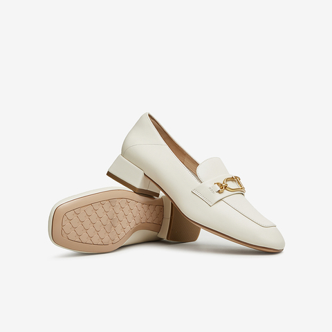 TATA/他她2024春时尚百搭纯色方头乐福女鞋新款7IDA5AA4