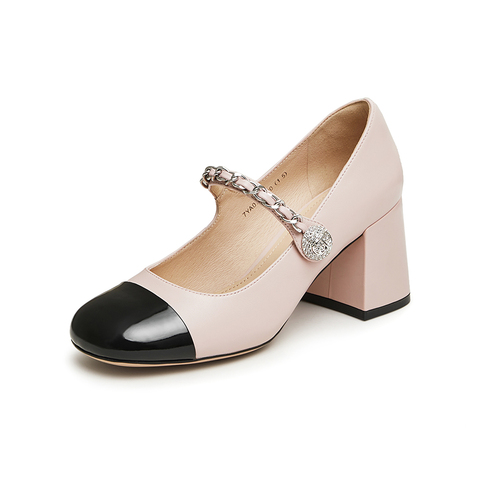 Tata/他她2024春时尚休闲撞色显高厚底女玛丽珍鞋新款7YA07AQ4