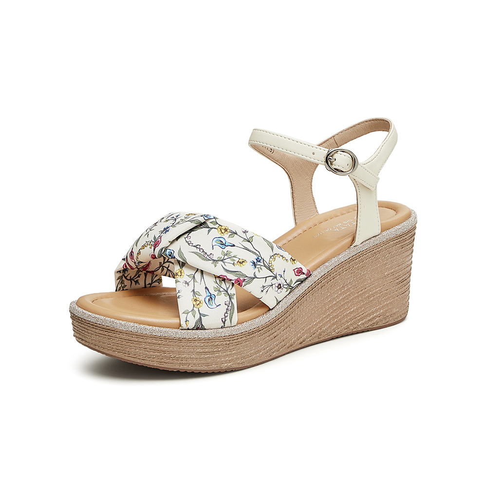 Tata/他她2024夏时尚潮流百搭一字带凉鞋女新款7MY13BL4