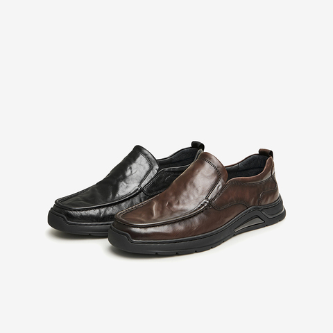 TATA/他她2024春商场同款时尚百搭圆头休闲皮鞋男鞋新款OBW01AM4