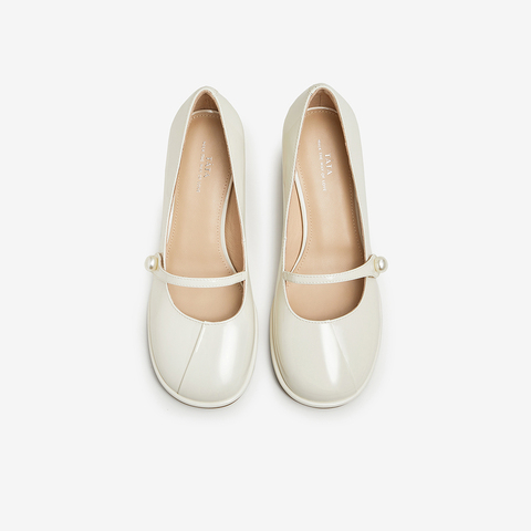 Tata/他她2024春时尚休闲拼色百搭时髦粗跟单鞋女新款YDW01AQ4