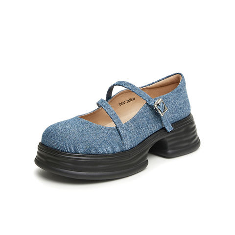 TATA/他她2024春舒适休闲圆头厚底玛丽珍鞋女新款7OL03AQ4