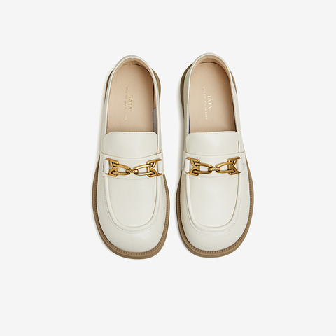 TATA/他她2024春商场同款时尚休闲圆头女乐福鞋新款7WX21AA4