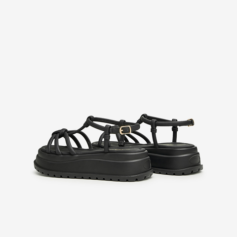 TATA/他她2024夏时尚简约百搭女厚底一字带凉鞋新款DWFU1BL4