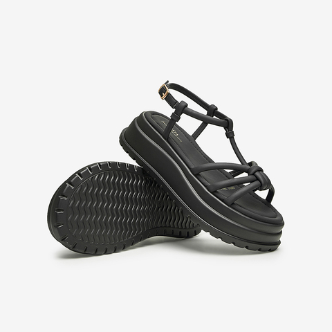 TATA/他她2024夏时尚简约百搭女厚底一字带凉鞋新款DWFU1BL4