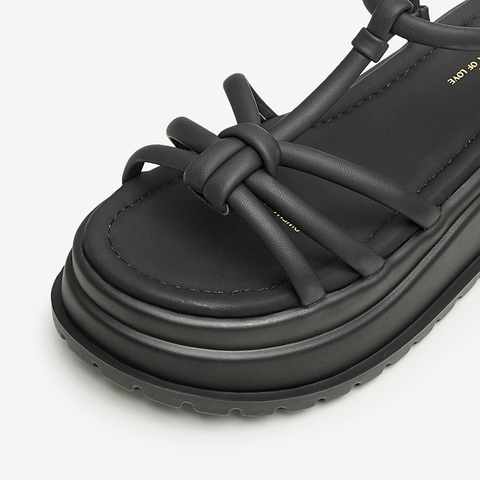 TATA/他她2024夏时尚简约百搭女厚底一字带凉鞋新款DWFU1BL4