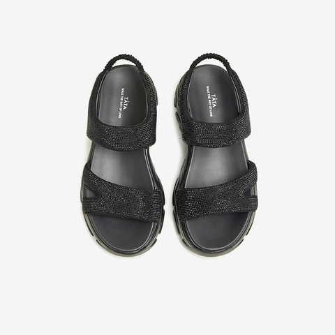 TATA/他她2024夏时尚休闲潮流百搭一字带凉鞋女新款DWFV1BL4