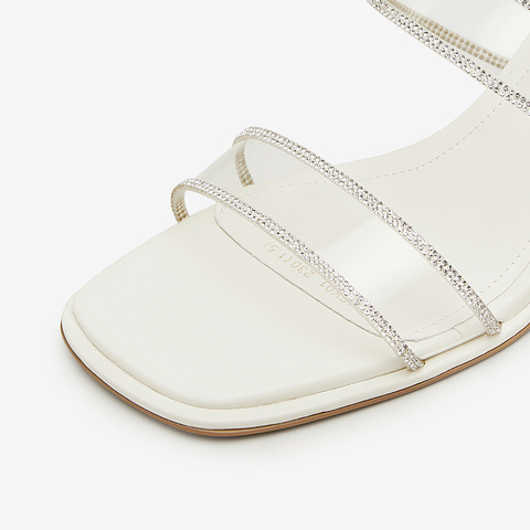 Tata/他她2024夏商场同款简约百搭女粗跟一字拖鞋新款XEK01BT4