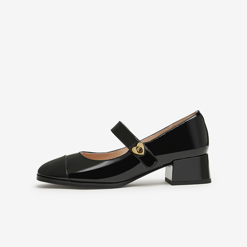 TATA/他她2024秋法式粗跟时尚简约气质浅口女单鞋新款6FU01CQ4