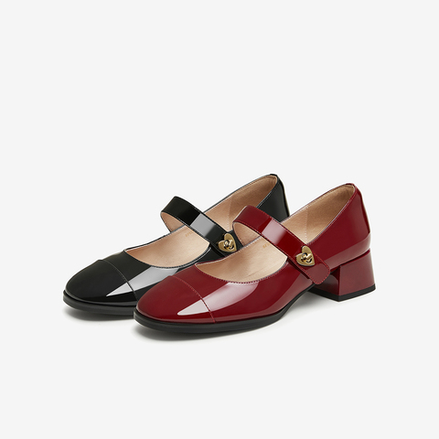 TATA/他她2024秋法式粗跟时尚简约气质浅口女单鞋新款6FU01CQ4