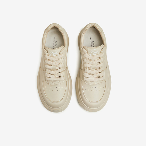 Tata/他她2024秋商场同款时尚系带圆头纯色板鞋新款WH701CM4