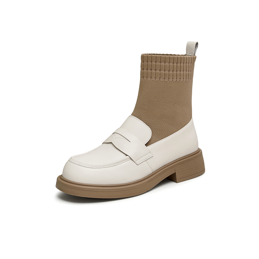 TATA/他她2024冬商场同款时尚休闲乐福袜靴女新款CAE01DZ4