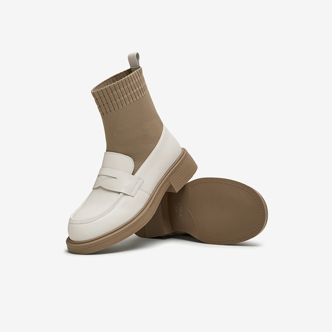 TATA/他她2024冬商场同款时尚休闲乐福袜靴女新款CAE01DZ4