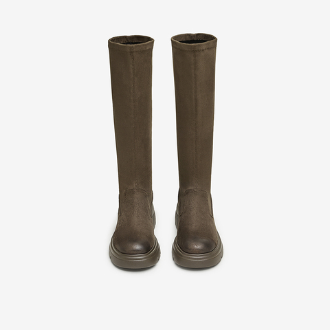 Tata/他她2024冬商场同款时尚休闲时装长靴女新款7DK80DG4