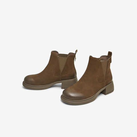 TATA/他她2024冬商场同款时尚休闲切尔西靴女新款7C842DD4