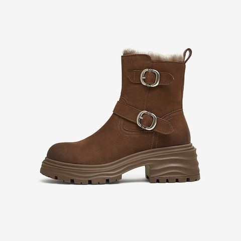 TATA/他她2024冬商场同款时尚休闲时装短靴女新款CZA02DD4