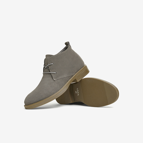 Tata/他她2024冬时尚简约百搭系带纯色低靴男新款VVX03DD4