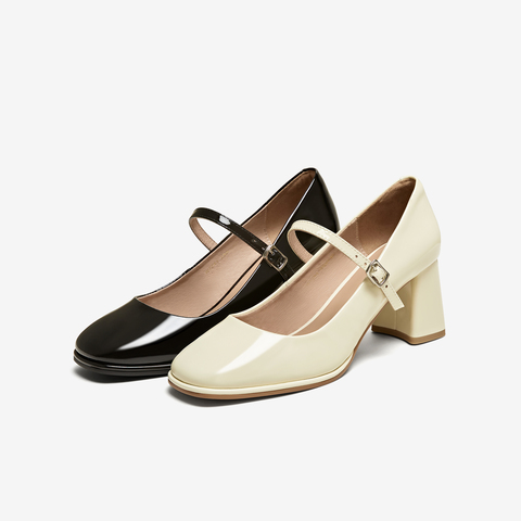 TATA/他她2024夏时尚简约百搭纯色玛丽珍女W7ZA1BQ4