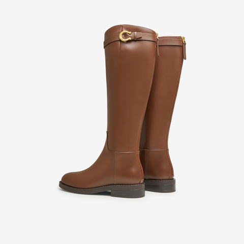 Tata/他她2024冬商场同款简约百搭高筒时装靴女新款7TG80DG4