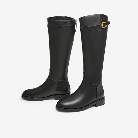 Tata/他她2024冬商场同款简约百搭高筒时装靴女新款7TG80DG4