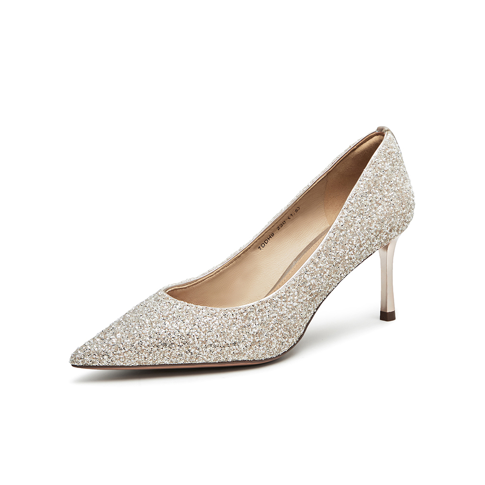 Tata/他她2024秋商场同款时尚尖头细高跟女浅口单鞋7DDH9CQ4