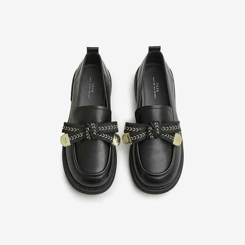 Tata/他她2024秋商场同款时尚甜美蝴蝶结百搭乐福鞋新WCPA1CA4